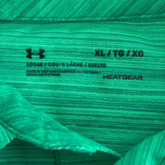 Under Armour Teal Striped Polo Heat Performance Shirt - Picture 3 of 11